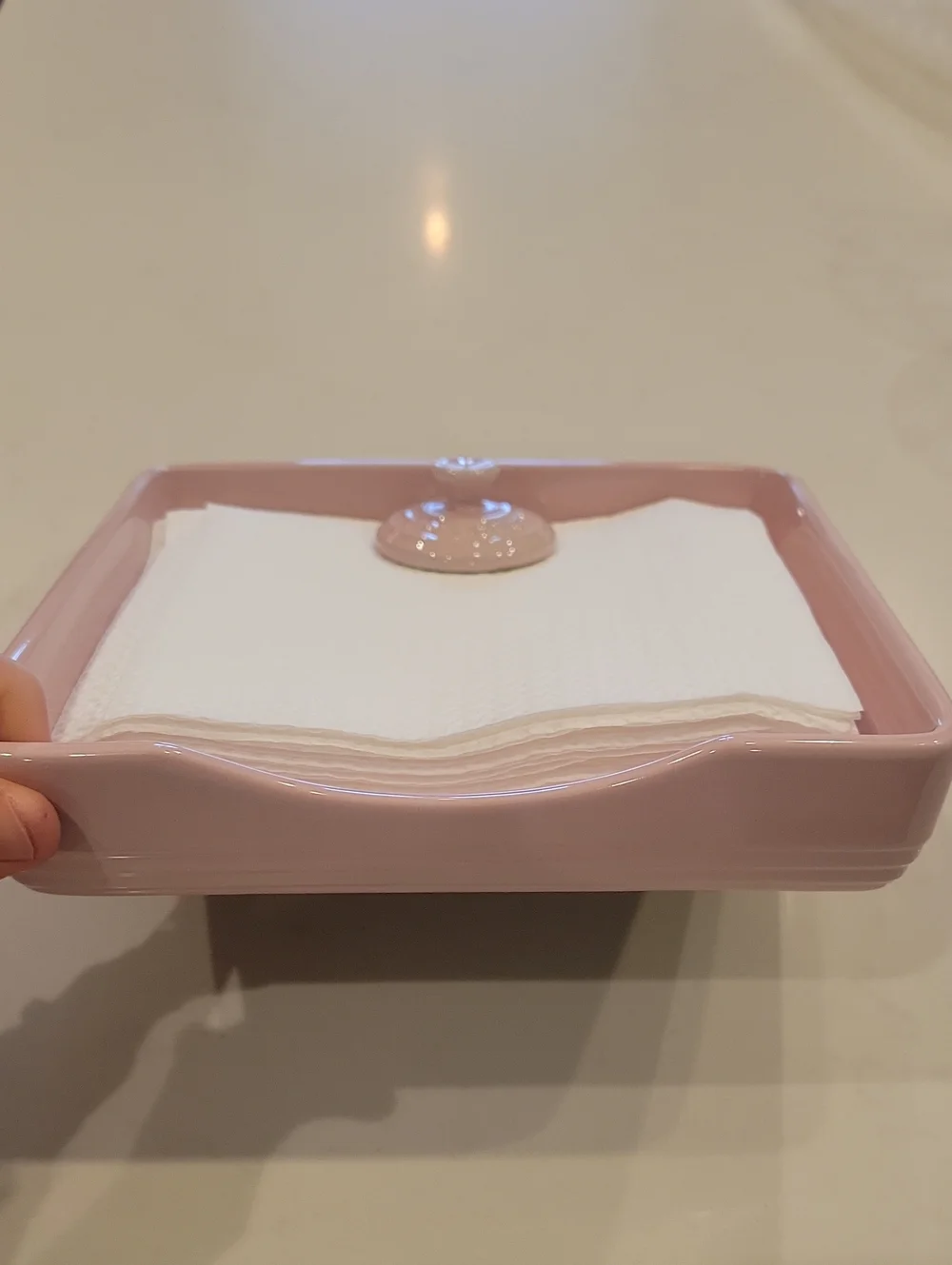 Le Creuset Rare & Retired Chiffon Pink Napkin Holder With Weight